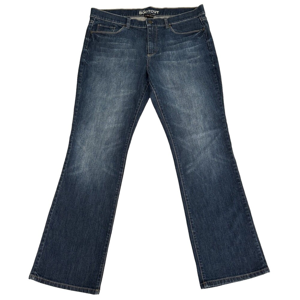 New York & Company Women's Vintage Y2K Low-Rise Bootcut Denim Blue Jeans Size 14